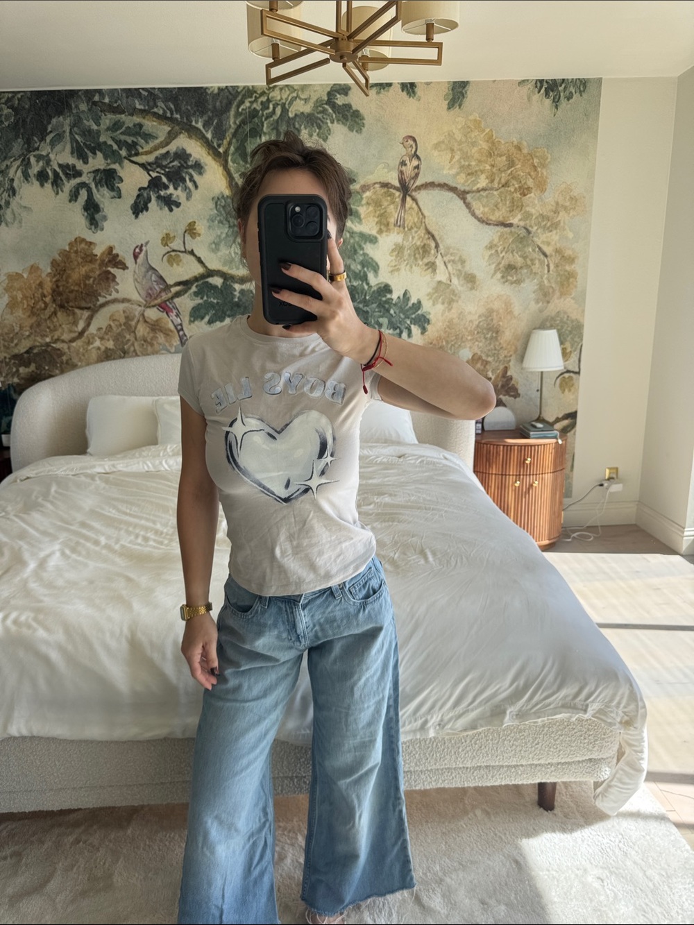 Desigual Cream Graphic Heart Tee - Short Sleeve Casual Top